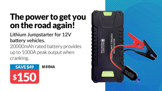 Battery Charger 20000mAh 1000A Lithium Vehicle Battery Jumpstarter Pack M8194A