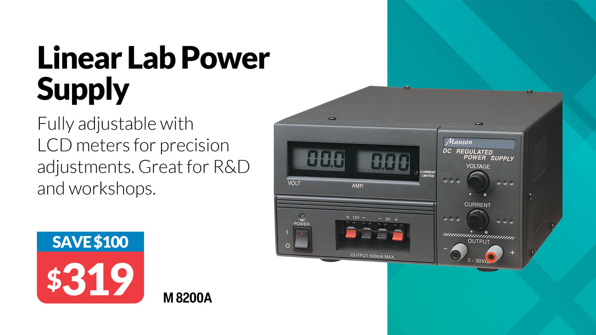 Bench Power Supply 30V 3A Regulated Linear Bench top Lab Power Supply M8200A