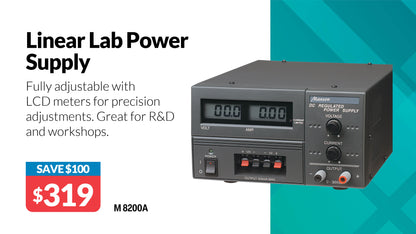 Bench Power Supply 30V 3A Regulated Linear Bench top Lab Power Supply M8200A
