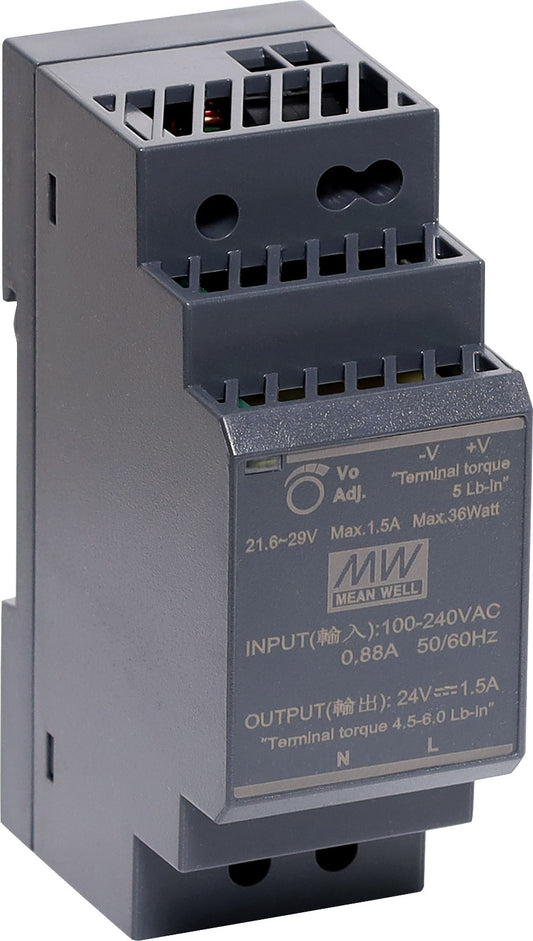 DIN Rail AC/DC Supplies HDR-30-24 36W 24VDC 1.5A DIN Rail Switchmode Power Supply M8393