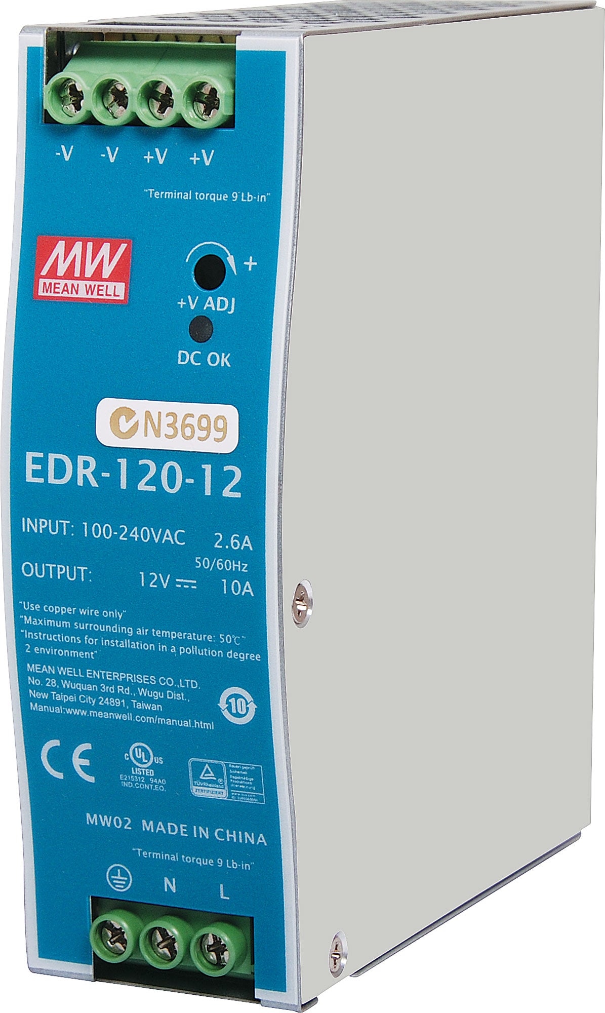DIN Rail AC/DC Supplies EDR-120-48 120W 48VDC 2.5A DIN Rail Switchmode Power Supply M8414A