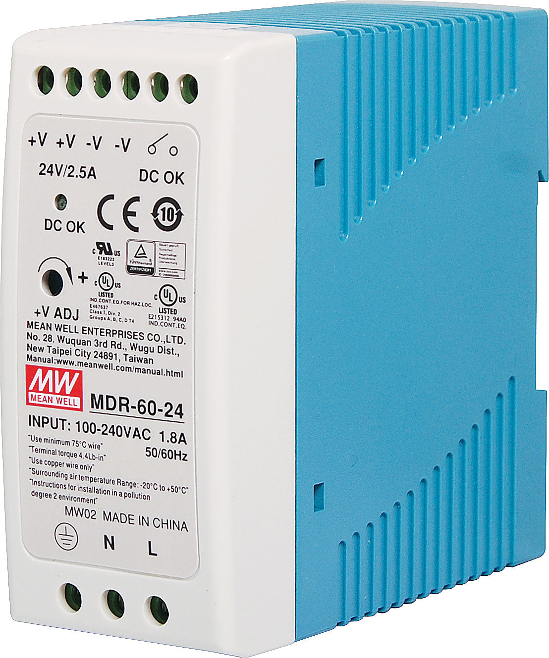 DIN Rail AC/DC Supplies MDR-60-24 60W 24VDC 2.5A DIN Rail Switchmode Power Supply M8409A