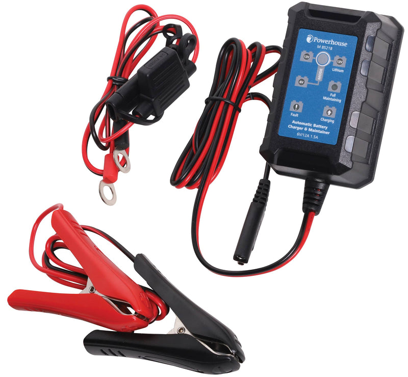 Battery Maintenance Charger 6v/12v 1.5a AGM/lithium M8521B