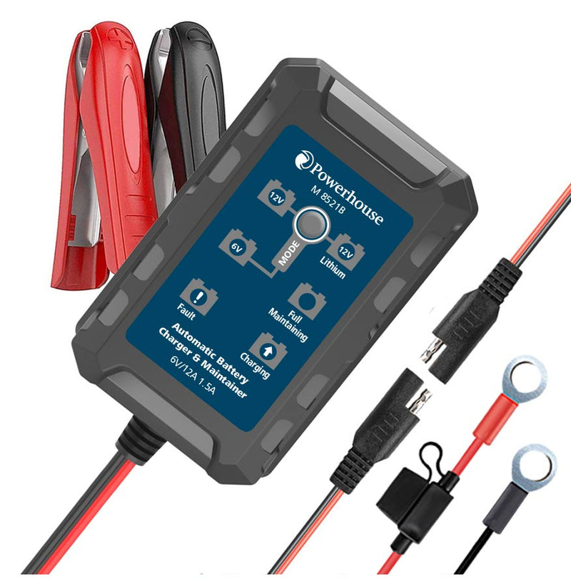 Battery Maintenance Charger 6v/12v 1.5a AGM/lithium M8521B