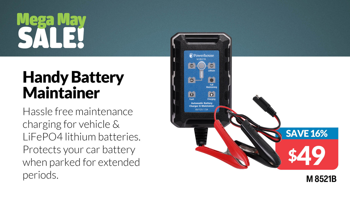 Battery Maintenance Charger 6v/12v 1.5a AGM/lithium M8521B