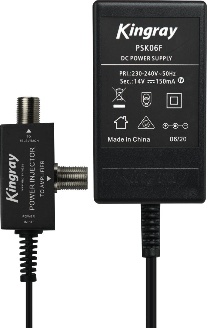 Kingray 14VDC 150mA Power Supply F-Type Connections PSK06F