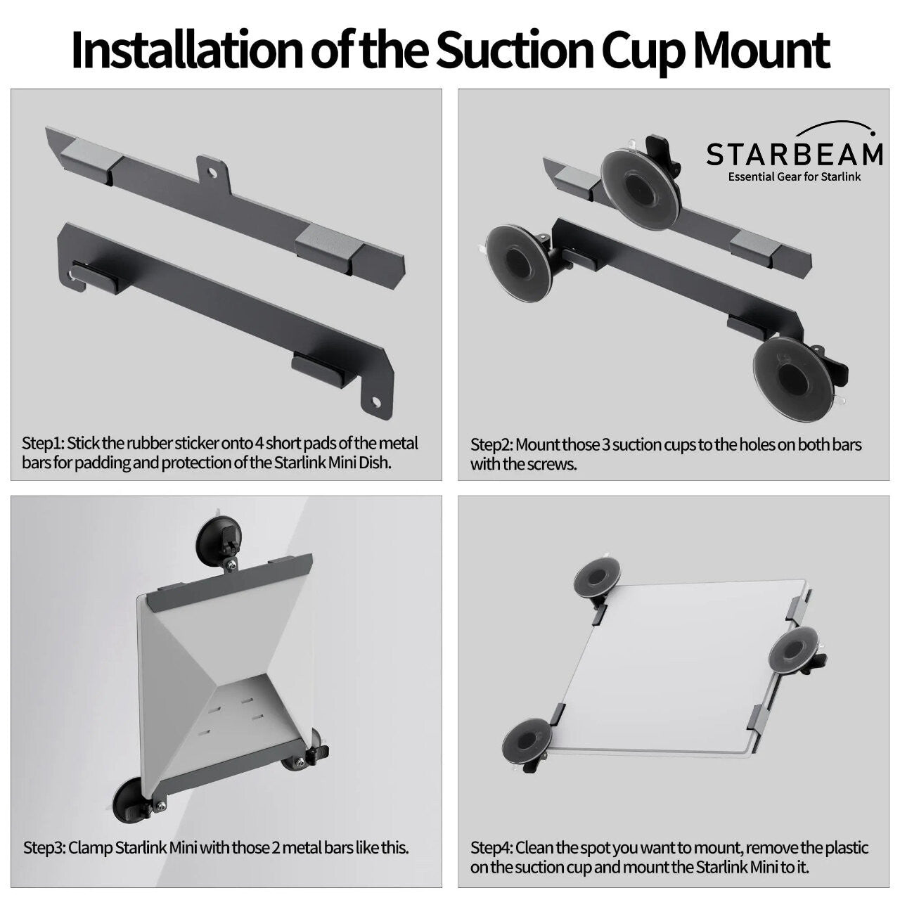 Starbeam Starlink Mini 3 suction Cup Mount Sunroof/window SAT-SB-00105