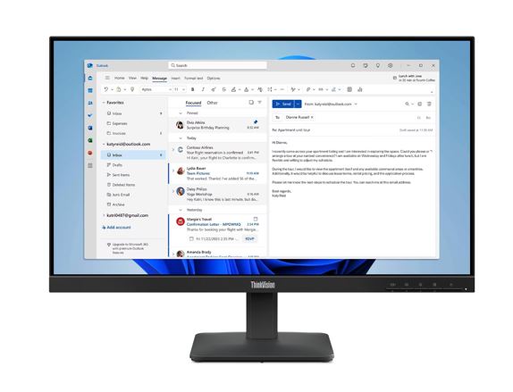 Lenovo Thinkvision 24" Fhd 1080p Ips 16: 9 4ms 100hz Til MNLEN-S24-4E