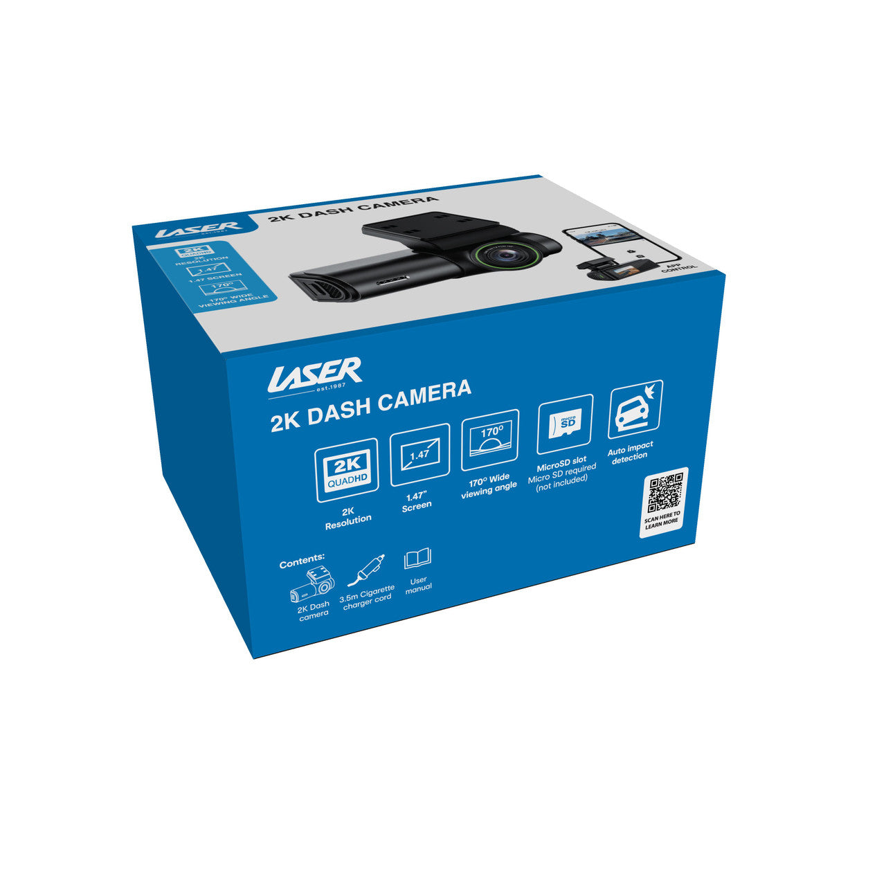 Laser Dash Cam 2k Wifi App Black NAVC-2K25-755