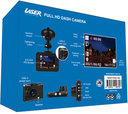 Laser Dash Cam FHD 2.5in NAVC-FH25-748