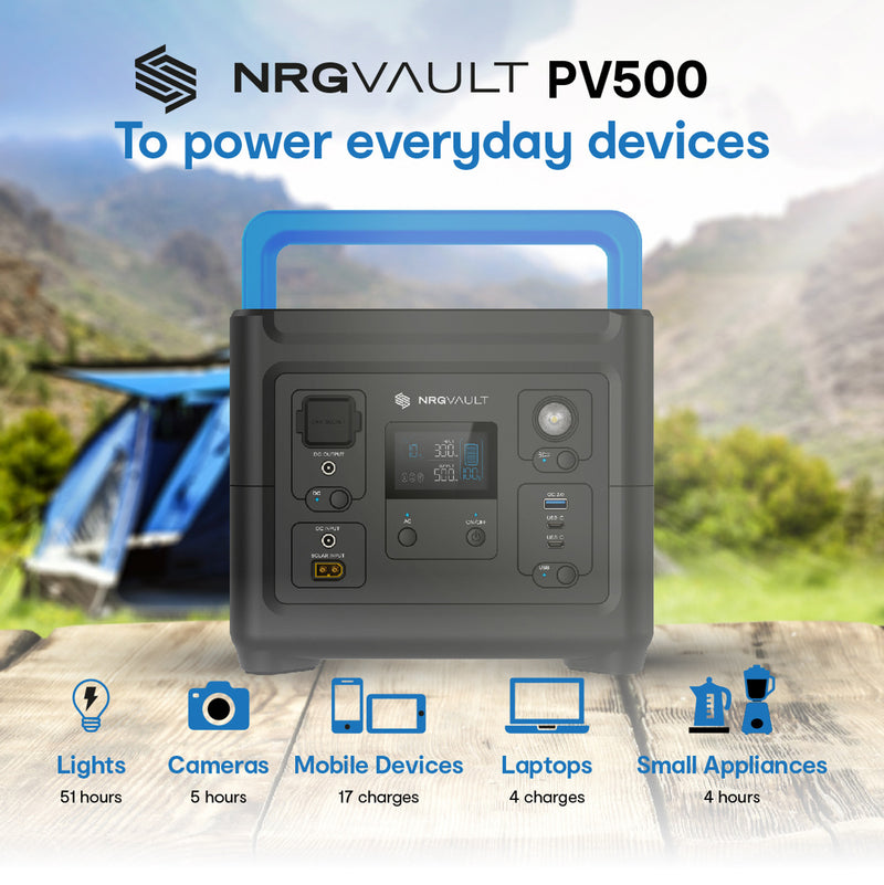 NRGVault PV500 500W Portable Power Station PWR-PV500-PS