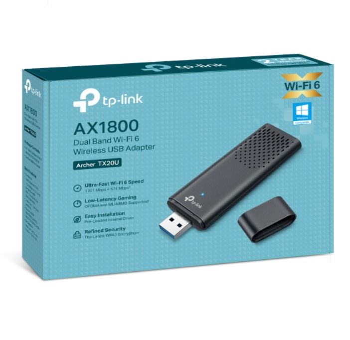 TP-Link Archer TX20U AX1800 Dual Band Wi-Fi 6 Wireless USB Adapter NWTL-ARCHERTX20U