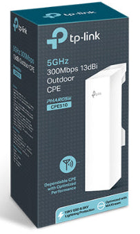 TP-Link CPE510 5GHz 300Mbps 13dBi Outdoor CPE Access Point up to 27dBm, 2T2R, 802.11a/n, 16dBi Directional Antenna, Weatherproof NWTL-CPE510