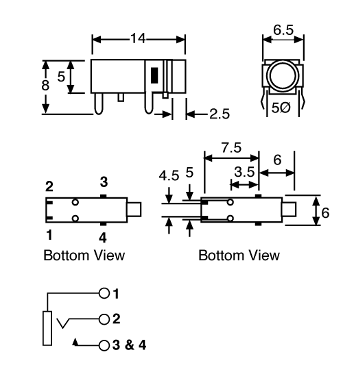 Stereo Jack Socket 3.5mm Compact PCB Mount P0096