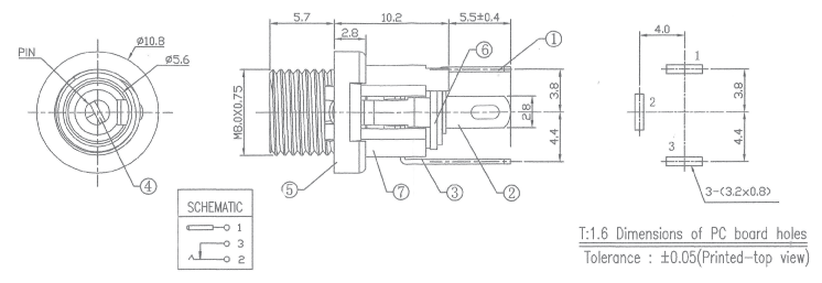 DC Power Socket Metal Chassis Mount 2.5mm P0623