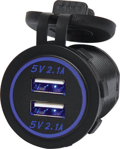 DC Power Connectors 4.2A Dual USB Charging Panel Mount Socket P0667
