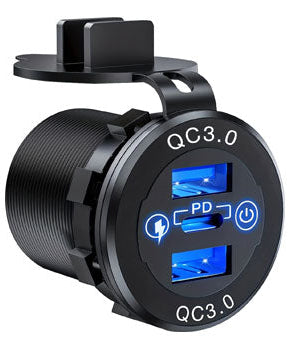 DC Power Connectors Dual USB Charging Panel Mount Socket P0667A