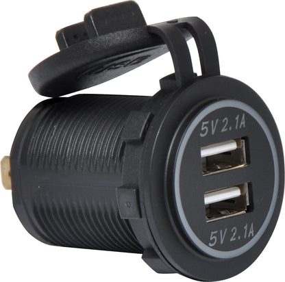 DC Power Connectors 4.2A Dual USB Charging Panel Mount Socket P0667