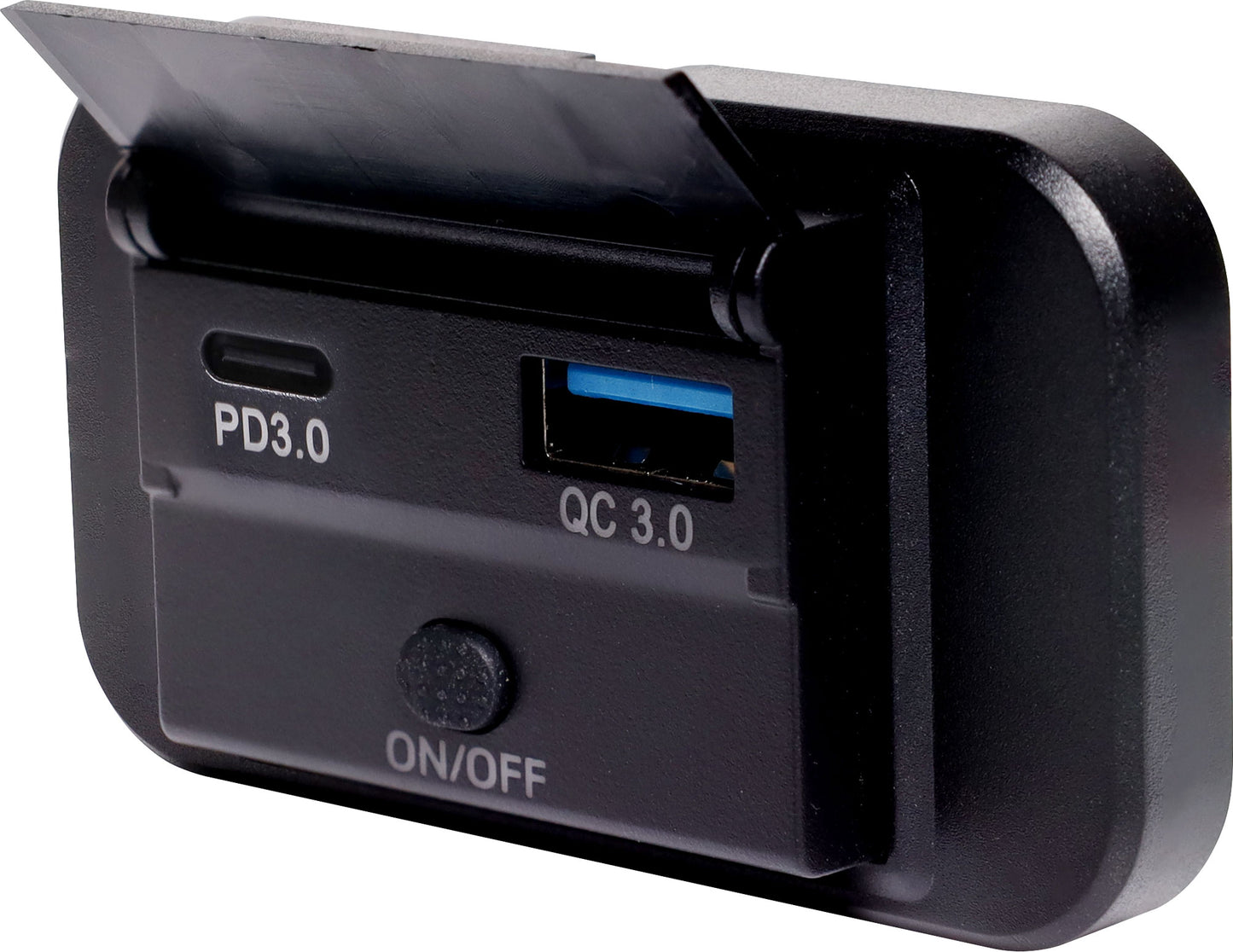 DC Power Connectors USB Dual Charge Panel Mount USB-C PD 18W USB-A QC3 P0668B