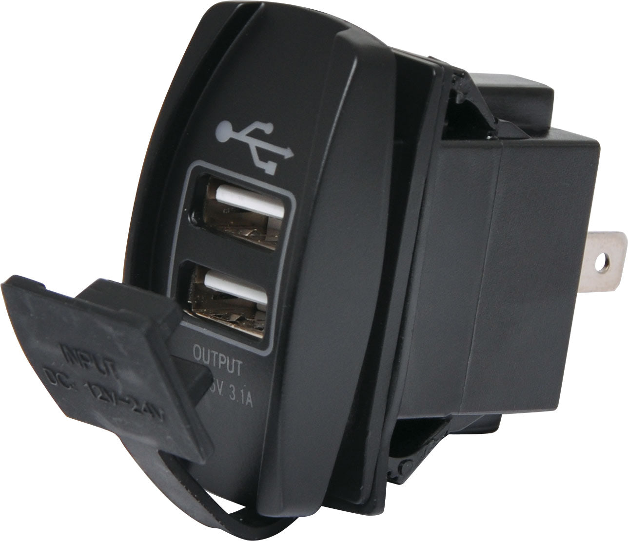 DC Power Connector Dual USB Dash Mount 3.1A Charging Socket P0690A