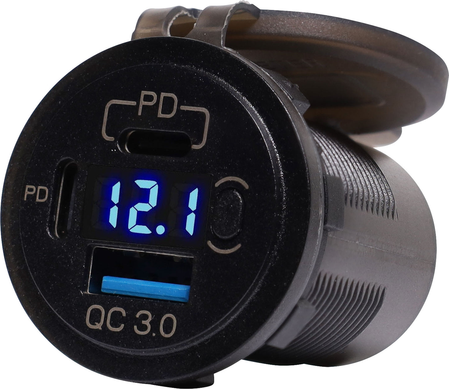 Voltmeter Panel Mount 12v 58w Dual Pd - Qc3.0 USB P0696B