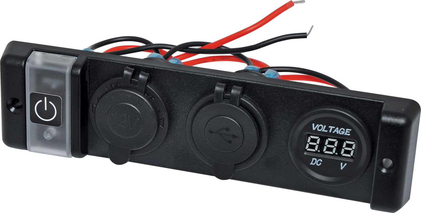 DC Power Cables Dual USB, Car Accessory And Voltage Meter Flush Panel Mount P0698