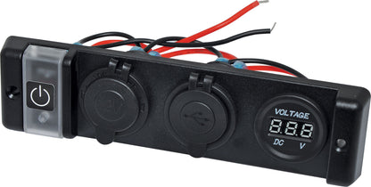 DC Power Cables Dual USB, Car Accessory And Voltage Meter Flush Panel Mount P0698
