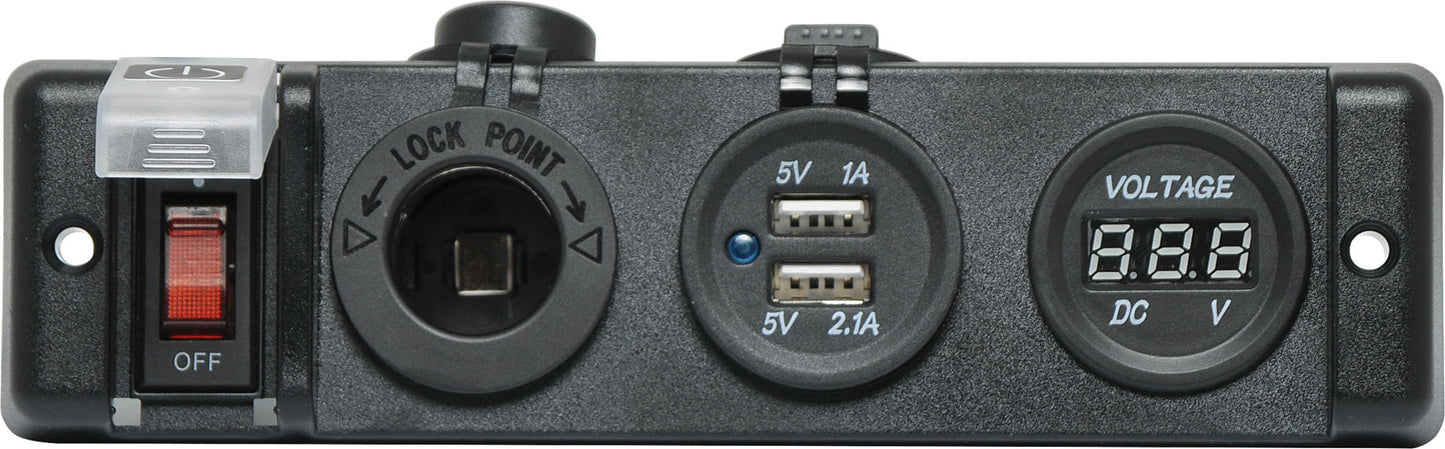 DC Power Cables Dual USB, Car Accessory And Voltage Meter Flush Panel Mount P0698