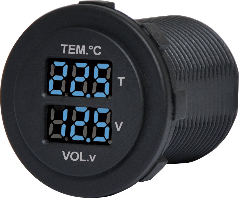 Battery Monitoring Panel Mount Volt Meter & Thermometer P0699