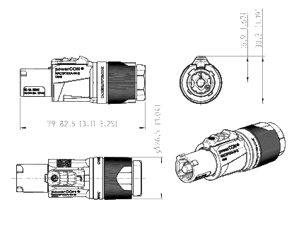 Powercon Line Socket 240V Mains 20A NAC3FXXA-W-S P0773A