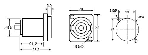 Speakon Socket Chassis Mount NL4MP P0792