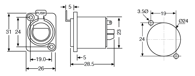 Circular Connector 5 Pin Female Chassis Mount XLR Connector P0806