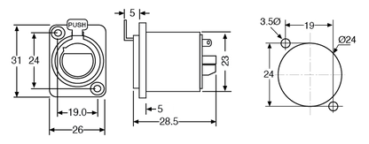 Circular Connector 5 Pin Female Chassis Mount XLR Connector P0806