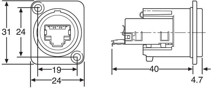 Modular RJ Connector RJ45 Modular Chassis Socket Cat6 NE8FDY-C6 8P8C P0830