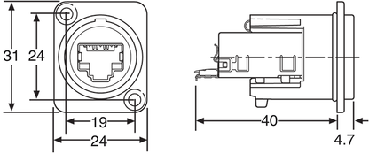 Modular RJ Connector RJ45 Modular Chassis Socket Cat6 NE8FDY-C6 8P8C P0830