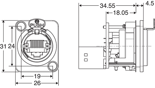 Modular RJ Connector RJ45 Connector Housing Cat6 NE8MX 8P8C P0832