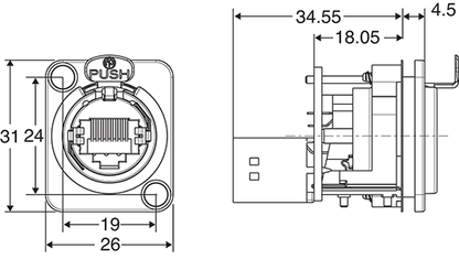Modular RJ Connector RJ45 Connector Housing Cat6 NE8MX 8P8C P0832