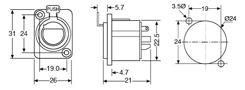 XLR Chassis Mount 3 Pin Female NC3FD-L-1 P0850