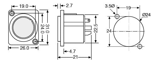 XLR 3 Pin Male Chassis Mount NC3MD-L-1 P0852