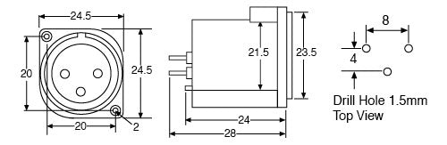 XLR 3 Pin Male Horizontal PCB Mount P0871