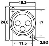 XLR 3 Pin Mini Female Chassis Mount P0893