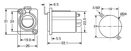 XLR Chassis Mount 3 Pin Female AC3FDZ P0903