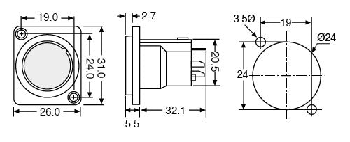 XLR 3 Pin Male Chassis Mount AC3MMDZ P0907