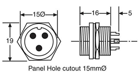 Microphone Connector 3 Pin Male Chassis Mount P0954