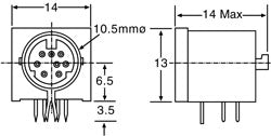 Circular Connector 8 Pin PCB Mount Mini DIN Socket P1108