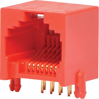 Modular RJ Connector RJ45 Modular Socket Low Profile PCB Mount Red 8P8C P1429