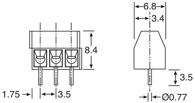 Screw Terminals 3 Way 3.5mm PCB Mount Terminal Block P2029