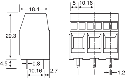 Screw Terminals 3 Way 10.16mm Heavy Duty PCB Mount Terminal Block P2053