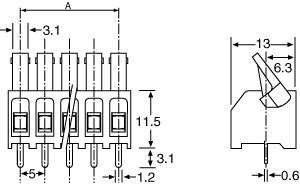 Screw Terminals 3 Way 5mm PCB Mount Terminal Block with Cam Lever P2070