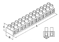 Terminal Block 12 Way 17.5A 450V P2130A